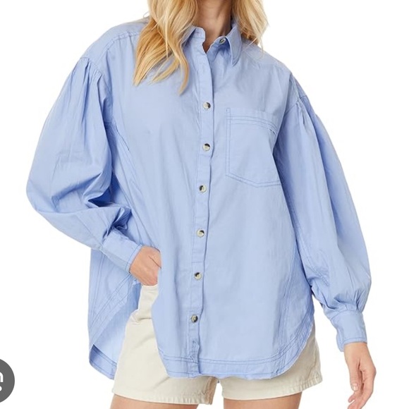 We the Free Oversized happy Hour Poplin Button Down Top - Picture 4 of 12